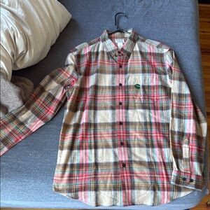 L.L. Bean Red and Tan Casual Button Down Shirt